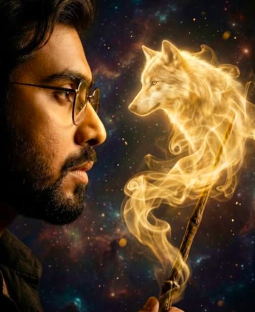 Cinematic Magic Wolf Spirit Portrait - AI Prompt