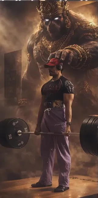 Divine Guardian Mythological Cinematic Gym Scene - AI Prompt