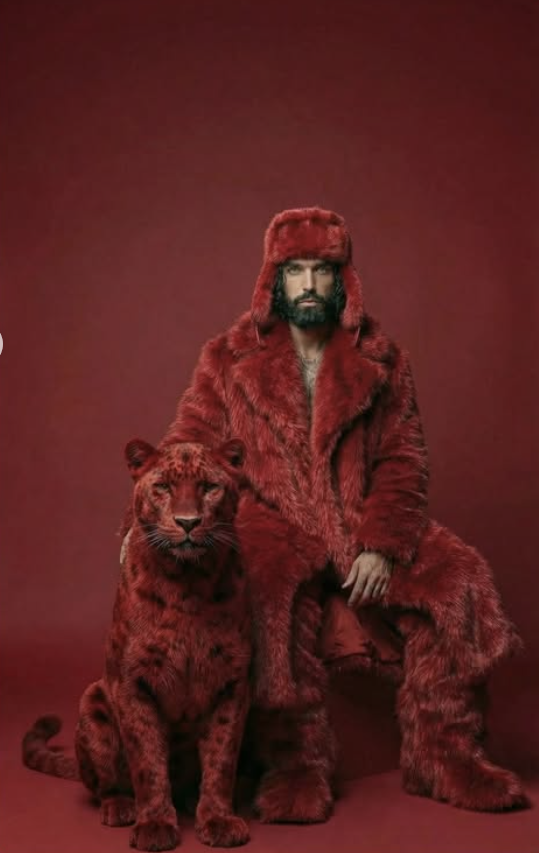 Red Theme With Lion - AI Prompt