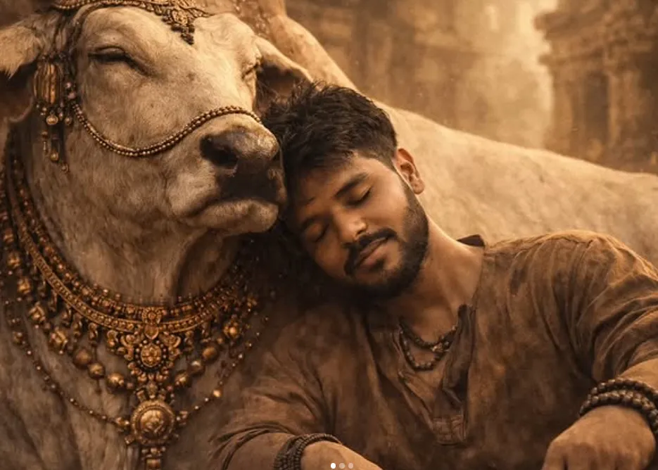 Sacred Bond: The Warrior and the Divine White Bull - AI Prompt