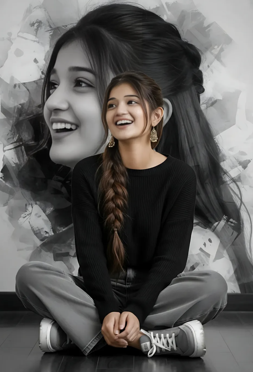 seated on the floor - AI Prompt